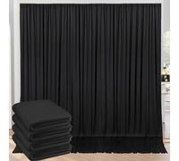 Lot de 4 Rideaux de Fond Noirs infroissables en Polyester Soyeux pour fête, Mariage, Remise de diplôme, Anniversaire, Photographie de Fond de 6 x 3 m