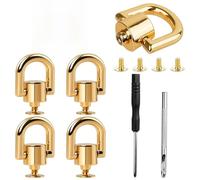 Lot de 4 rivets en D pour sac à main en cuir - Kit de conversion rotatif à 360° avec rivets à vis à goujon, anneaux en D robustes avec tournevis et outil de poinçonnage pour sacs à main, maroquinerie
