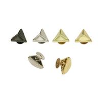 Lot de 4 rivets métalliques triangulaires à vis for cuir, clous, vêtements, ceintures, portefeuilles, sacs, décoration(Cyan and light gold)