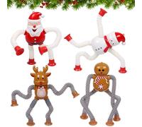 Lot de 4 robots télescopiques - Ventouse télescopique - Thème de Noël - Jouet tubulaire amusant - Soulage le stress - Pour bonhomme de neige, Père Noël, bonhomme en pain d'épices