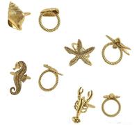 Lot de 4 ronds de serviette en métal avec homard et étoile de mer pour mariage, dîner de famille et événements spéciaux