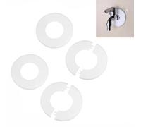 Lot de 4 rosace murale pour radiateur 130 x 64 mm, rosace de recouvrement divisée avec fermeture à clic, bride murale pour équiper les tuyaux de chauffage de 15 mm, valves d'angle et robinets