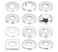 Lot de 4 rosace robinet de Ø 25 mm (3/4") - rosace mitigeur douche, rosace plate robinet, rosace cache tuyau en acier inoxydable - rosace pour robinets de douche, robinets, radiateurs(argent, 68 x 8)