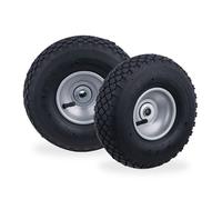 Lot de 4 roues de brouette 3.00-4, complète à air, jante en acier, pour essieu de 16 mm, 100kg, noir/gris