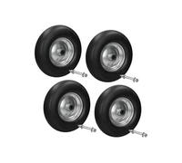 ECD Germany 4x Roue de Brouette Caoutchouc Plein Increvable PU - 4.80/4.00-8 - avec Axe -