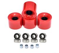Lot de 4 roues de longboard 60 x 45 mm 78A souples avec roulements à billes ABEC-9 et manchons d'espacement en polyuréthane pour Cruiser Street Downhill (rouge)