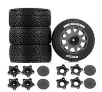 Lot de 4 roues de pneu en caoutchouc pour voiture RC 100 x 40 mm moyeu hexagonal 14 mm 17 mm Pièces de rechange pour 1/7 1/8 WRC Rally KM FS Kyosho ARRMA ZD Racing RC voiture (titane)