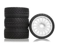 Lot de 4 roues de pneu en caoutchouc pour voiture RC 100 x 40 mm moyeu hexagonal 17 mm Pièces de rechange pour 1/7 1/8 WRC Rally KM FS Kyosho ARRMA ZD Racing MJX RC voiture (blanc)