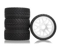 Lot de 4 roues de pneu en caoutchouc pour voiture RC 100 x 40 mm moyeu hexagonal 17 mm Pièces de rechange pour 1/7 1/8 WRC Rally KM FS Kyosho ARRMA ZD Racing MJX RC voiture (blanc)