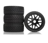 Lot de 4 roues de pneu en caoutchouc pour voiture RC 100 x 40 mm moyeu hexagonal 17 mm RC pièces de rechange pour 1/7 1/8 WRC Rally KM FS Kyosho ARRMA ZD Racing MJX RC voiture (noir)