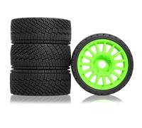 Lot de 4 roues de pneu en caoutchouc pour voiture télécommandée 100 x 40 mm moyeu hexagonal 17 mm Pièces de rechange pour voiture RC 1/7 1/8 WRC Rally KM FS Kyosho ARRMA ZD Racing MJX RC (vert)