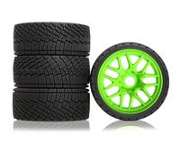 Lot de 4 roues de pneu en caoutchouc pour voiture télécommandée 100 x 40 mm moyeu hexagonal 17 mm Pièces de rechange pour voiture RC 1/7 1/8 WRC Rally KM FS Kyosho ARRMA ZD Racing MJX RC (vert)