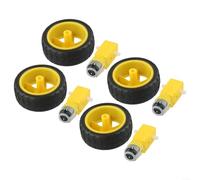 Lot de 4 roues de pneu en plastique avec moteur à engrenage CC pour voiture robot Arduino intelligente, kit éducatif 4WD à monter soi-même, 3 V-6 V, rapport de réduction 1:48, couple de 0,8 kg