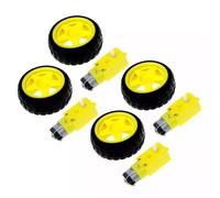 Lot de 4 roues de pneu en plastique avec moteur à engrenages CC pour voiture robot Arduino intelligente, 3 V-6 V, rapport de réduction 1:48, couple de 0,8 kg, compatible avec la robotique éducative et