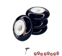 Lot De 4 Roues De Rechange pour Patins à Roues Alignées, Dureté 82a, en Polyuréthane, avec Roulements ABEC-9, pour Adultes Et Enfants, Usage Intérieur Et Extérieur (Noir, 72 Mm) Black 72mm