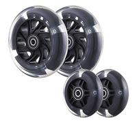 Lot de 4 roues de rechange pour trottinette avant 120 mm et arrière 80 mm, clignotantes, roues complètes pour trottinette à 3 roues (noir)