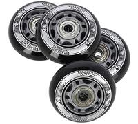 Lot de 4 roues de rollers en PU 64 mm / 82 A + roulements ABEC9 Noir Nils