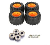 Lot de 4 roues de skateboard tout-terrain, 76 mm de diamètre, 45 mm de largeur, en plastique, changement rapide pour campus, trajets d'aventure, parcs, noir, orange (jaune)