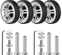 Lot De 4 Roues De Valise De Remplacement Résistantes À L'usure Avec Roulements Pour La Plupart Des Réparations De Valises À Faire Soi-Même(50 * 11mm, Argent)