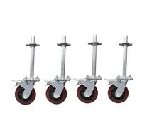 Lot de 4 Roues d'échafaudage de 12,9 cm avec Double Frein, capacité de 260,0 kg par roulettes en Caoutchouc, Tige Ronde de 2,5 cm, roulettes pivotantes de Rechange pour échafaudage,4 Pack