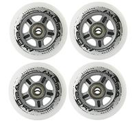 Lot de 4 roues Inliner, pour patinage de loisirs, en polyuréthane 84 mm / 82A, avec 8 roulements chromés ABEC7 Nils.