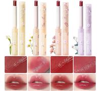 Lot De 4 Rouges À Lèvres En Gelée-Effet Miroir Hydratant-Longue Durée-Baume À Lèvres Teinté-Non Collant,Couleur Vive-Brillant À Lèvres-Maquillage Coréen(A)