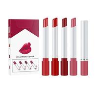 Lot de 4 rouges à lèvres repulpants, gloss à lèvres : rouge à lèvres nude, baume à lèvres teinté, brillant à lèvres hautement pigmenté, résistant à l'eau, rouge à lèvres longue durée (D)