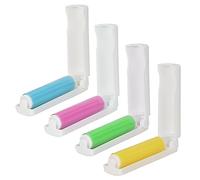 Lot de 4 Rouleaux Anti-Peluches Réutilisables, Collant Brosse adhésive Lavable Rouleaux enlève Les Poils d'animaux Pliable Portable Rouleaux pour Les Cheveux, Vêtements, Tapis de Voiture, Manteau