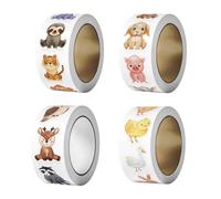 Lot de 4 rouleaux de 2000 autocollants ronds animaux mignons autocollants de récompense autocollants de motivation pour enfants, autocollants animaux autocollants en rouleau, autocollants pour
