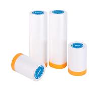 Lot de 4 rouleaux de film de protection avec ruban adhésif transparent 55 cm x 20 m x 2, 150 cm x 20 m x 1, 240 cm x 15 m x 1