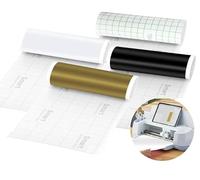 Lot de 4 rouleaux de film de transfert intelligent en vinyle permanent pour Cricut Explore 3/Maker 3, noir, blanc, or, 33 x 100 cm, film de traceur, autocollant pour fenêtre, tasses, voitures