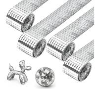 Lot de 4 rouleaux de mosaïque miroir, 5 x 5 mm, mosaïque miroir, autocollantes, pour bricolage, artisanat, décoration (argenté)