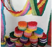 Lot de 4 rouleaux de papier crépon avec volants pour décorations fête, décoration à suspendre sur une porte, toile fond d'anniversaire, entièrement biodégradable, 3 m x 7 cm