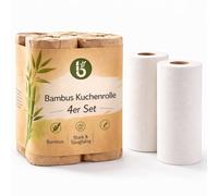 Lot de 4 rouleaux de papier essuie-tout en bambou - Lavables - Extrêmement absorbants et indéchirables que les torchons de cuisine classiques - Remplace jusqu'à 60 rouleaux ménagers
