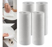 Lot de 4 rouleaux de papier essuie-tout jetables pour la cuisine - Multi-usages, durables, pour la cuisine et le nettoyage quotidien - Absorbants et non gras (blanc, 50 feuilles par rouleau, 20 x 25