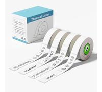 Lot de 4 rouleaux de papier laminé standard adapté pour l'impression d'étiquettes compatibles avec ruban d'étiqueteuse Nelko P21, blanc