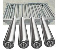 Lot de 4 rouleaux de rechange en acier inoxydable avec extrémités galvanisées de 5 à 6,1 cm de diamètre - Utilisation industrielle - Parfait pour les usines et les entrepôts