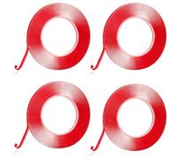 Lot de 4 rouleaux de ruban d'étanchéité en silicone - 20 m - 6 mm x 2 mm - Transparent - Autocollant - Non marquant - Pour plaque en verre, plaque ignifuge, poêle à cheminée, vitre de cheminée
