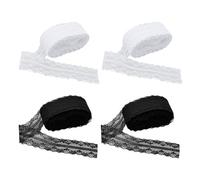 Lot de 4 rouleaux de ruban en dentelle cadeau pour nappe de mariage, décoration de table vintage, frise similaire, accessoires pour travaux manuels (2 en noir, blanc)