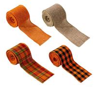 Lot de 4 rouleaux de ruban en toile de jute avec bords métalliques pour l'artisanat d'automne et de vacances, pour créer des couronnes, des nœuds, des guirlandes et une décoration d'intérieur