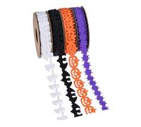 Lot de 4 rouleaux de ruban pour couronne, 10 m | Ruban d'Halloween fin pour Halloween | Citrouille, chauve-souris, fantôme, toile décorative, rubans décoratifs | Rouleaux de ruban pour couronnes