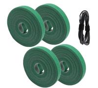 Lot de 4 rouleaux de serre-câbles Velcro 3 m x 15 mm - Fermeture Velcro autocollante - Refermable des deux côtés - Organisateur de câbles double face - Sangle solide pour le bureau, les plantes
