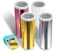 Lot de 4 Rouleaux de Vinyle Intelligent Permanent pour Cricut Joy - Métallisé Doré, Argent, Or Rose avec Film de Transfert Autocollant pour Bricolage