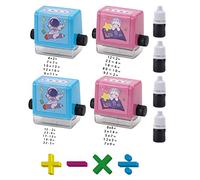 Lot de 4 rouleaux numériques d'arithmétique - Tampon pédagogique numérique - Division de multiplication avec 100 chiffres - Avec encre - Pour fournitures scolaires