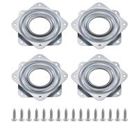 Lot de 4 roulements rotatifs ferrures rotatives, roulements rotatifs de plateau tournant galvanisés, ferrures rotatives carrées, disque rotatif à 360° de 7,6 cm (3 pouces) roulements à billes avec vis