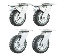 Lot de 4 Roulette Charge Lourde, 2 Roulette Pivotante avec Frein + 2 Roulettes Fixes, 200 mm Roulettes Pivotantes, Charge Maximale 1000 kg Pour Chariot, Meuble, établi Grands Instruments