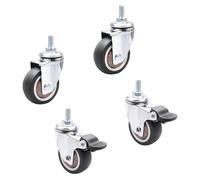 Lot de 4 Roulette Pivotantes Petite Roulettes pour Meubles Transport Roulettes à Tige Fileté pour Chariots Meubles établi Coffre à Jouets 25mm (Argenté, 50mm)