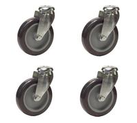 Lot de 4 roulettes à oeil pivotantes Caoutchouc Thermoplastique GRIS 75 mm - 180 Kg