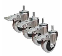 Lot de 4 roulettes à Tige filetée M14, roulettes industrielles Robustes, roulettes pivotantes pour Chariot en PU de 4 Pouces, Roue de Meuble verrouillable avec Frein, sans Bruit, résistante