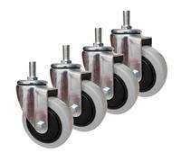 Lot de 4 roulettes à Tige filetée M14, roulettes industrielles Robustes, roulettes pivotantes pour Chariot en PU de 4 Pouces, Roue de Meuble verrouillable avec Frein, sans Bruit, résistante